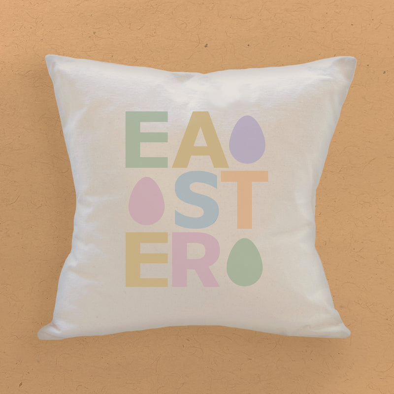 Easter Text with Eggs - Square Canvas Pillow