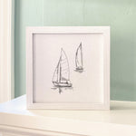 Sketched Sailboats with Sailor - Framed Sign