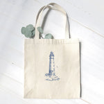 Sketched Lighthouse (Round) - Canvas Tote Bag