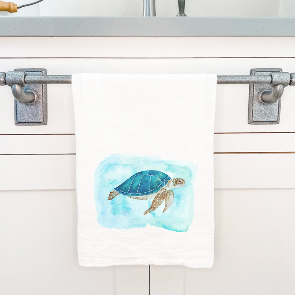 Watercolor Sea Turtle - Cotton Tea Towel – American Life Brands
