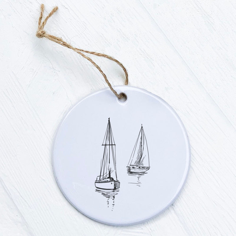 Sketched Sailboats - Ornament
