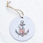 Watercolor Floral Anchor - Ornament