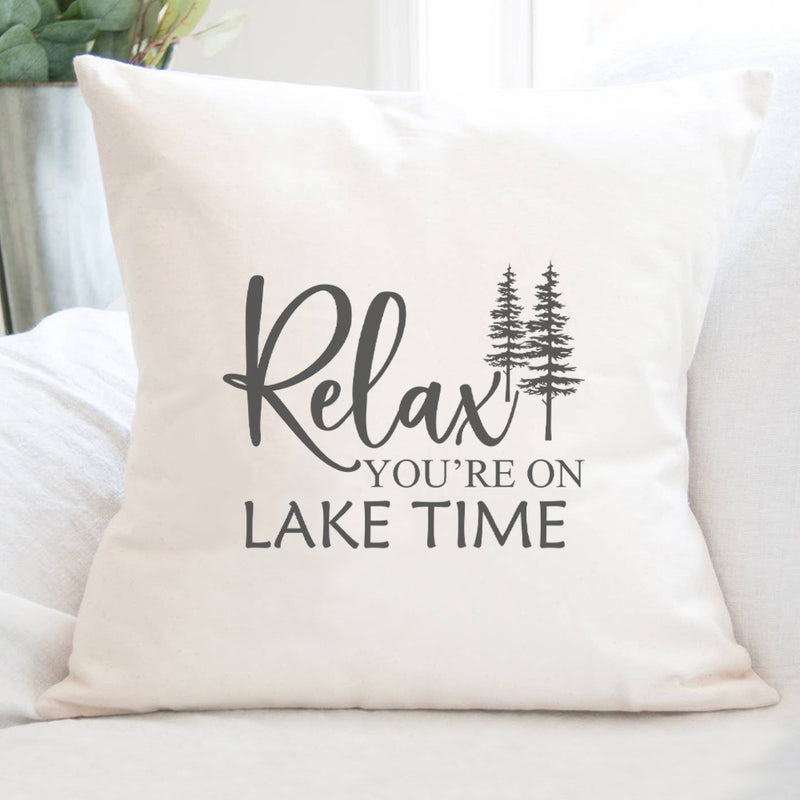 Relax You're on Lake Time (Trees) - Square Canvas Pillow