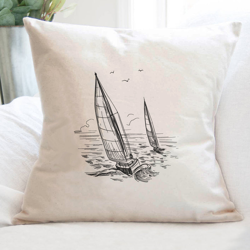 Sailboats on Water - Square Canvas Pillow