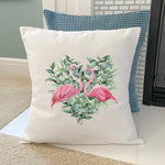 Flamingo Heart - Square Canvas Pillow