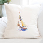 Watercolor Sailboat (Orange) - Square Canvas Pillow