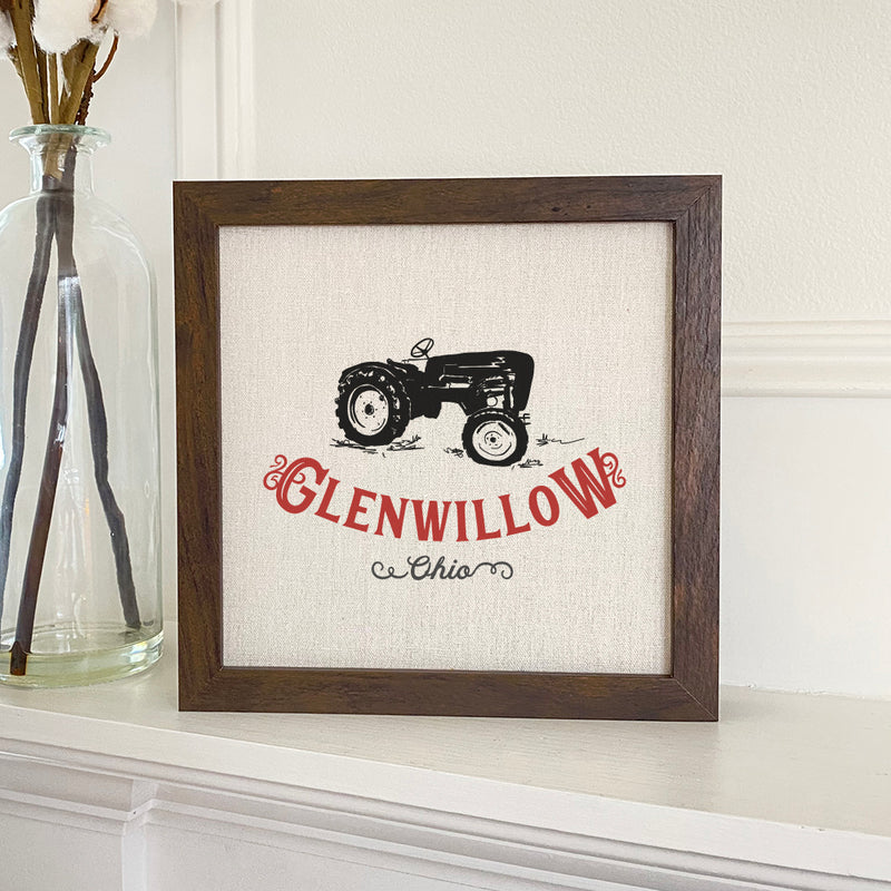 Vintage Icon (Tractor) City/State - Framed Sign