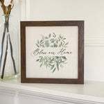 Bless Our Home Greenery - Framed Sign