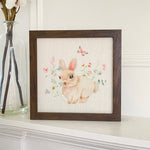 Watercolor Bunny and Florals - Framed Sign