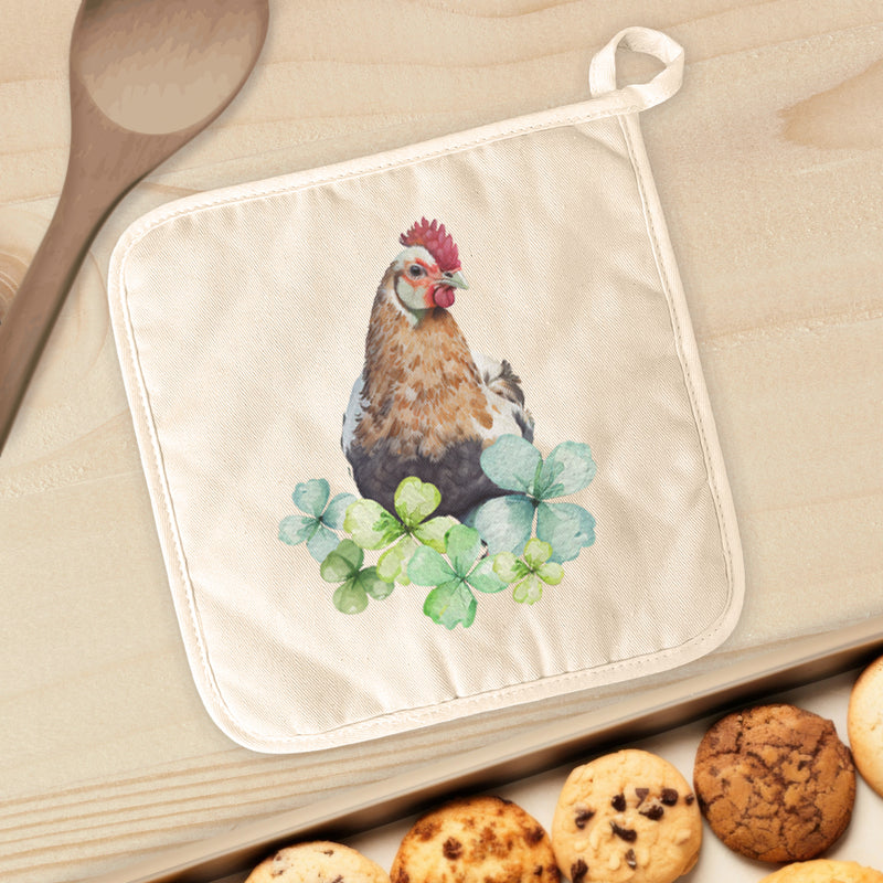 Chicken with Clovers - Cotton Pot Holder