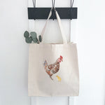 Watercolor Hen with Chick - Canvas Tote Bag