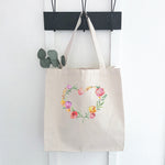 Spring Heart Wreath - Canvas Tote Bag