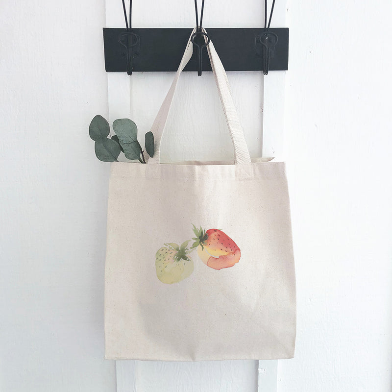 Watercolor Strawberry Pair - Canvas Tote Bag