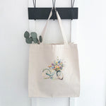 Watercolor Floral Bike - Canvas Tote Bag