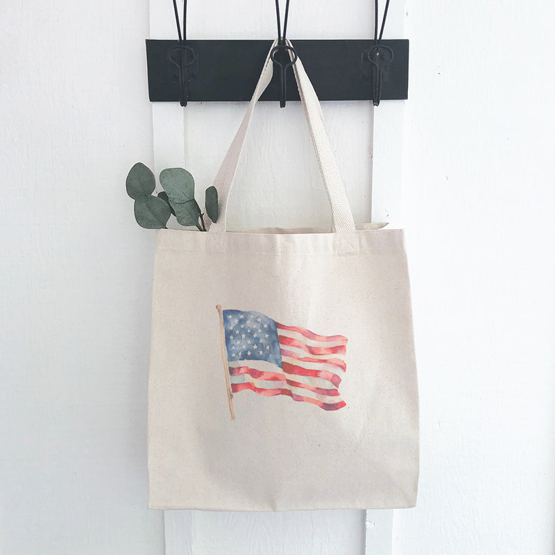 Watercolor American Flag - Canvas Tote Bag