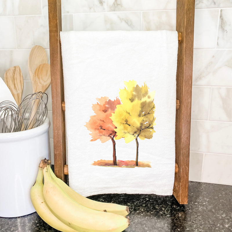 Watercolor Fall Trees (Pair) - Cotton Tea Towel