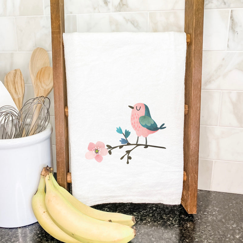 Bird on Cherry Blossom - Cotton Tea Towel