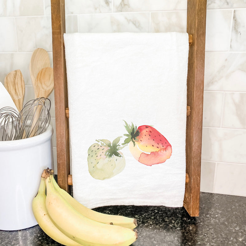 Watercolor Strawberry Pair - Cotton Tea Towel