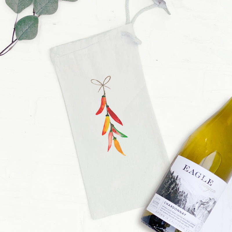 String of Peppers - Canvas Wine Bag