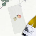 Watercolor Strawberry Pair - Canvas Wine Bag