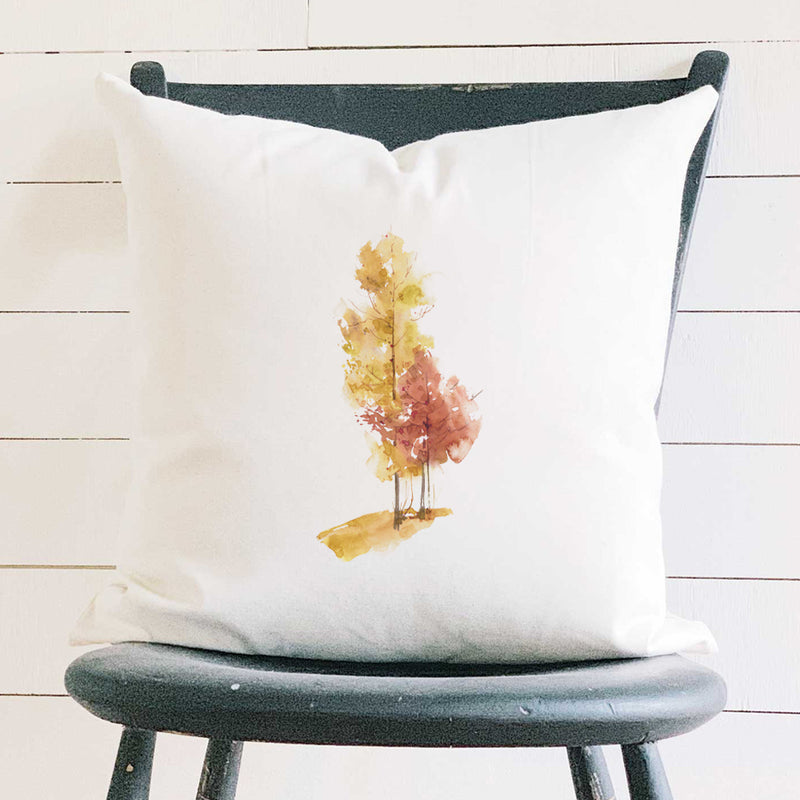 Watercolor Fall Trees (Group) - Square Canvas Pillow
