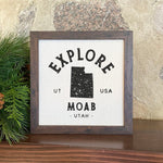 Explore State w/ City, State - Framed Sign