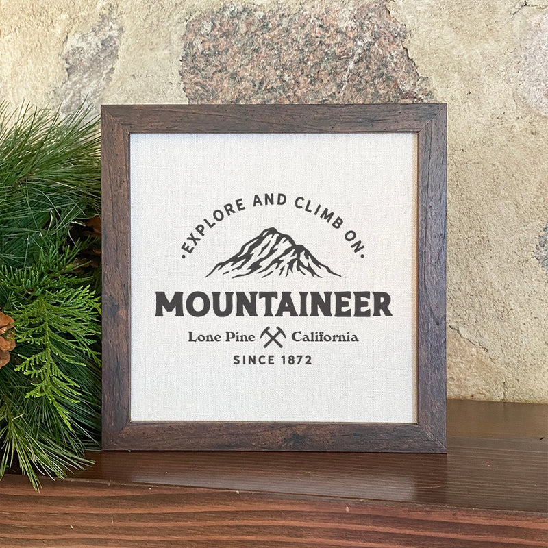 Mountaineer w/ City, State - Framed Sign