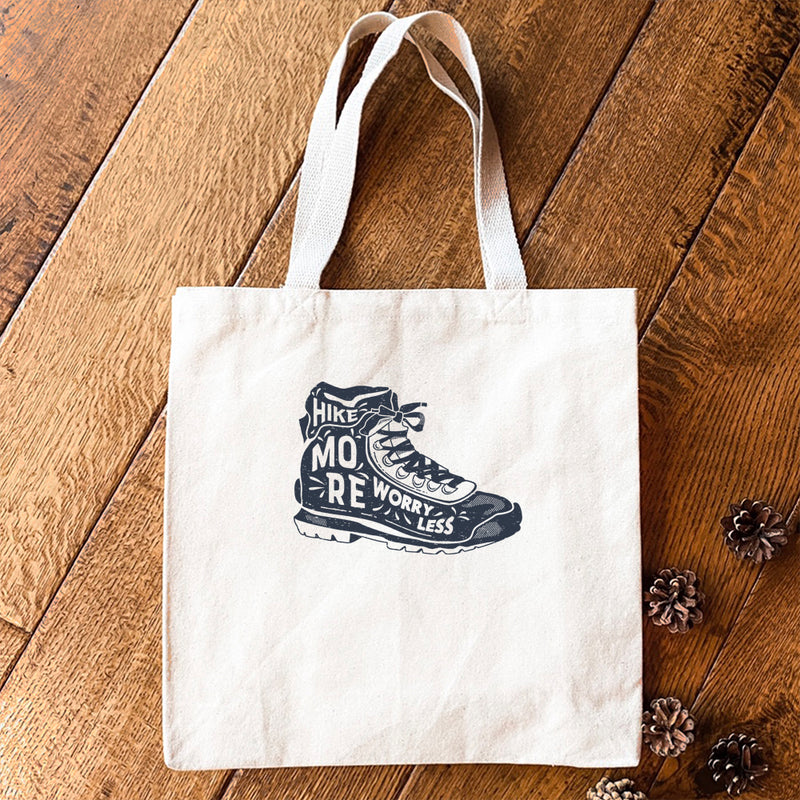 Hike More Worry Less Boot - Canvas Tote Bag