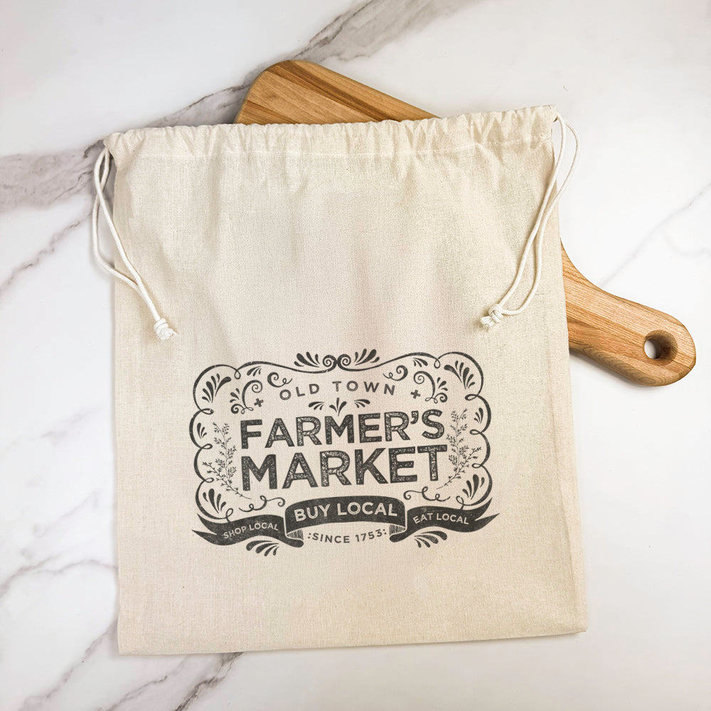 Indigo Tangerine Cotton Cinch Bags