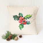 Holly and Berries - Square Canvas Pillow
