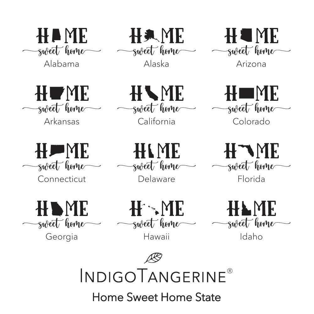 Home Sweet Home (with State) - Custom Rectangular Canvas Pillow