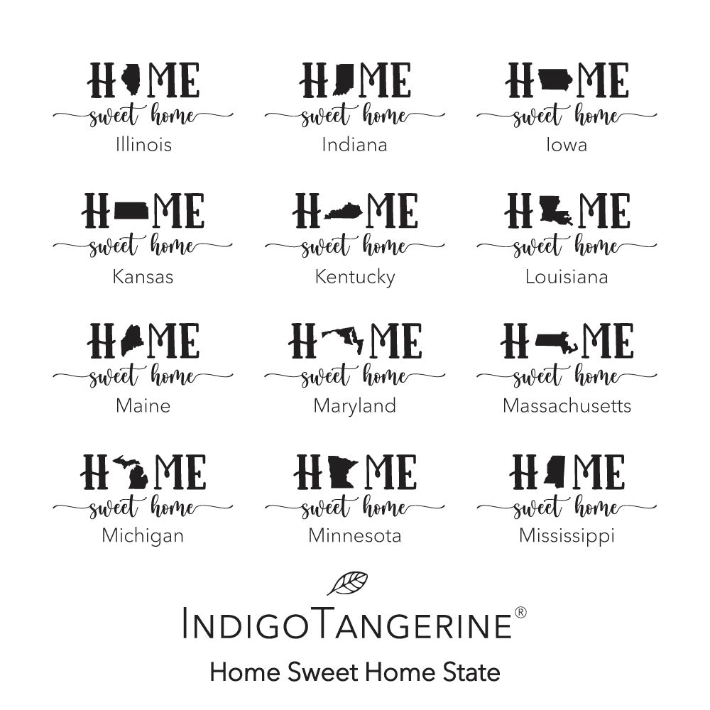 Home Sweet Home (with State) - Custom Rectangular Canvas Pillow