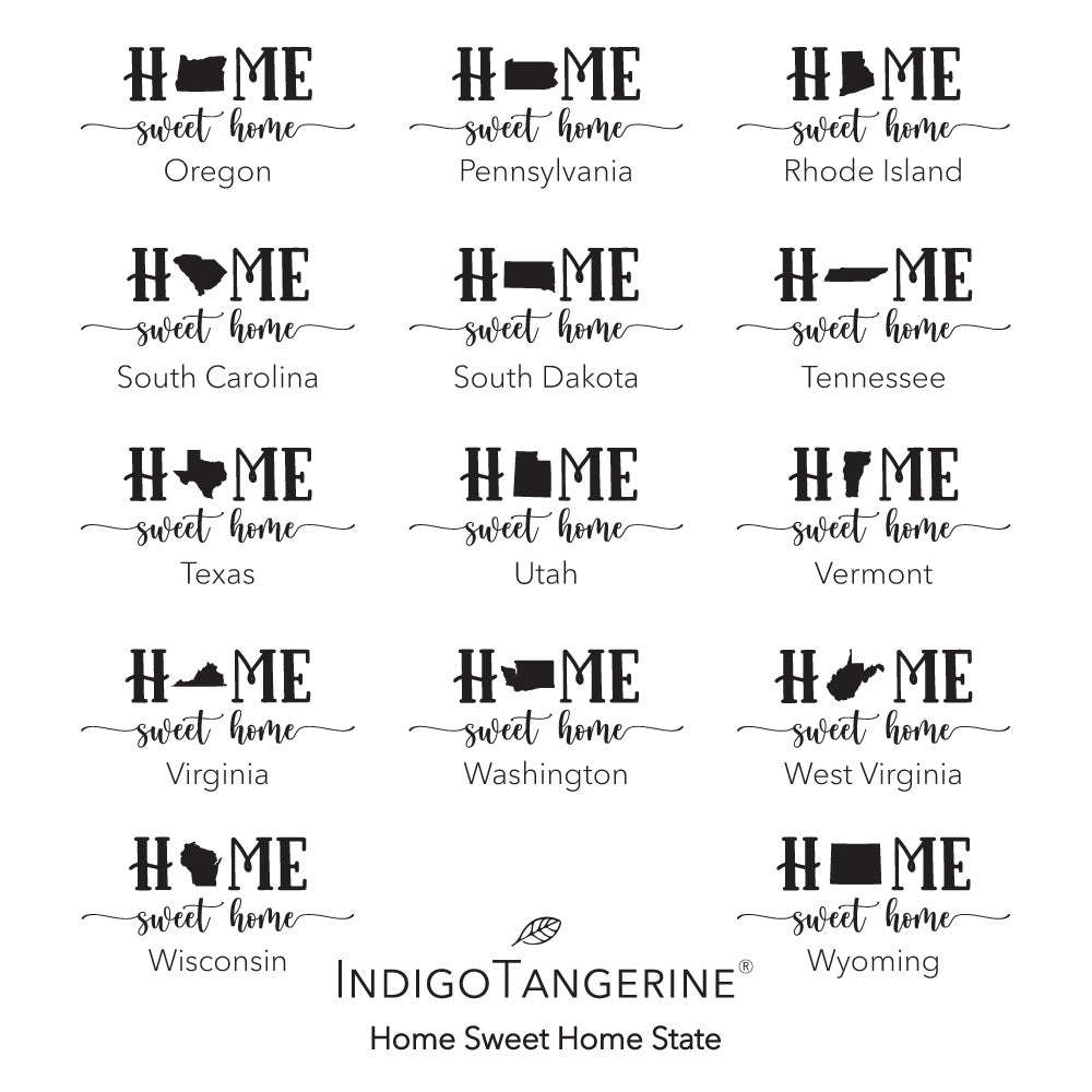 Home Sweet Home (with State) - Custom Rectangular Canvas Pillow