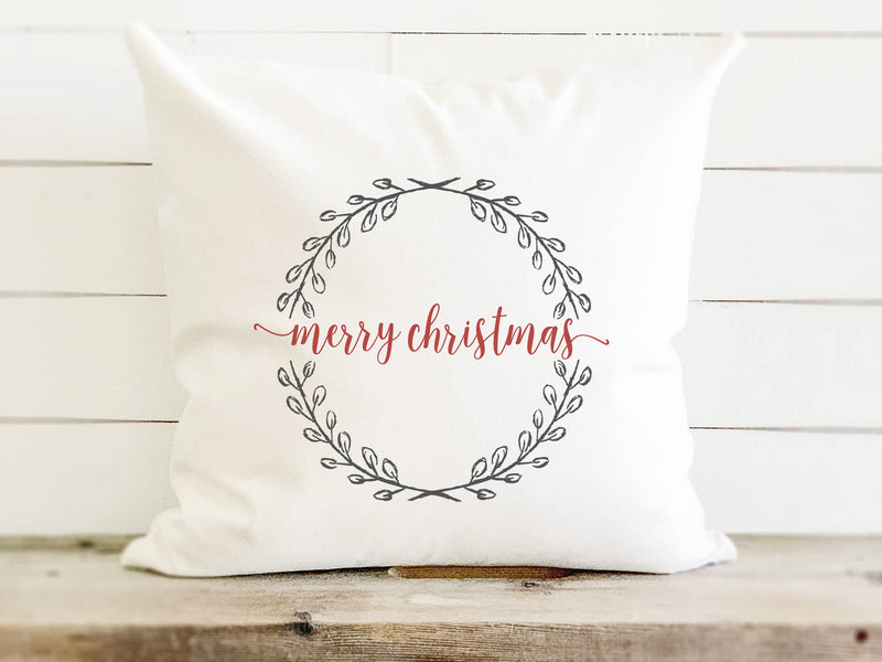 Merry Christmas Wreath - Square Canvas Pillow