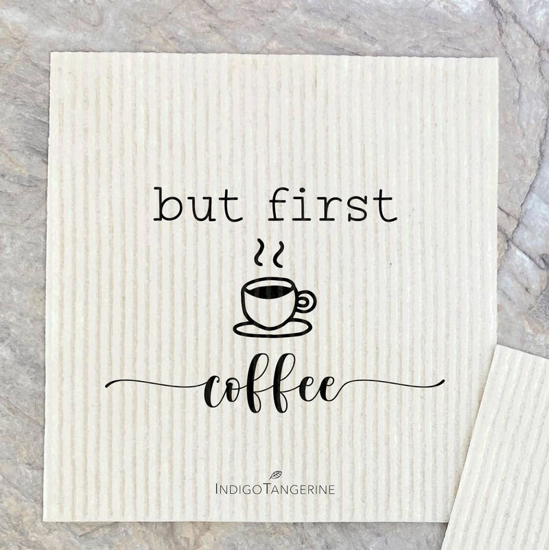 But First Coffee, Life Happens Coffee 2 pk - Swedish Dish Cloth