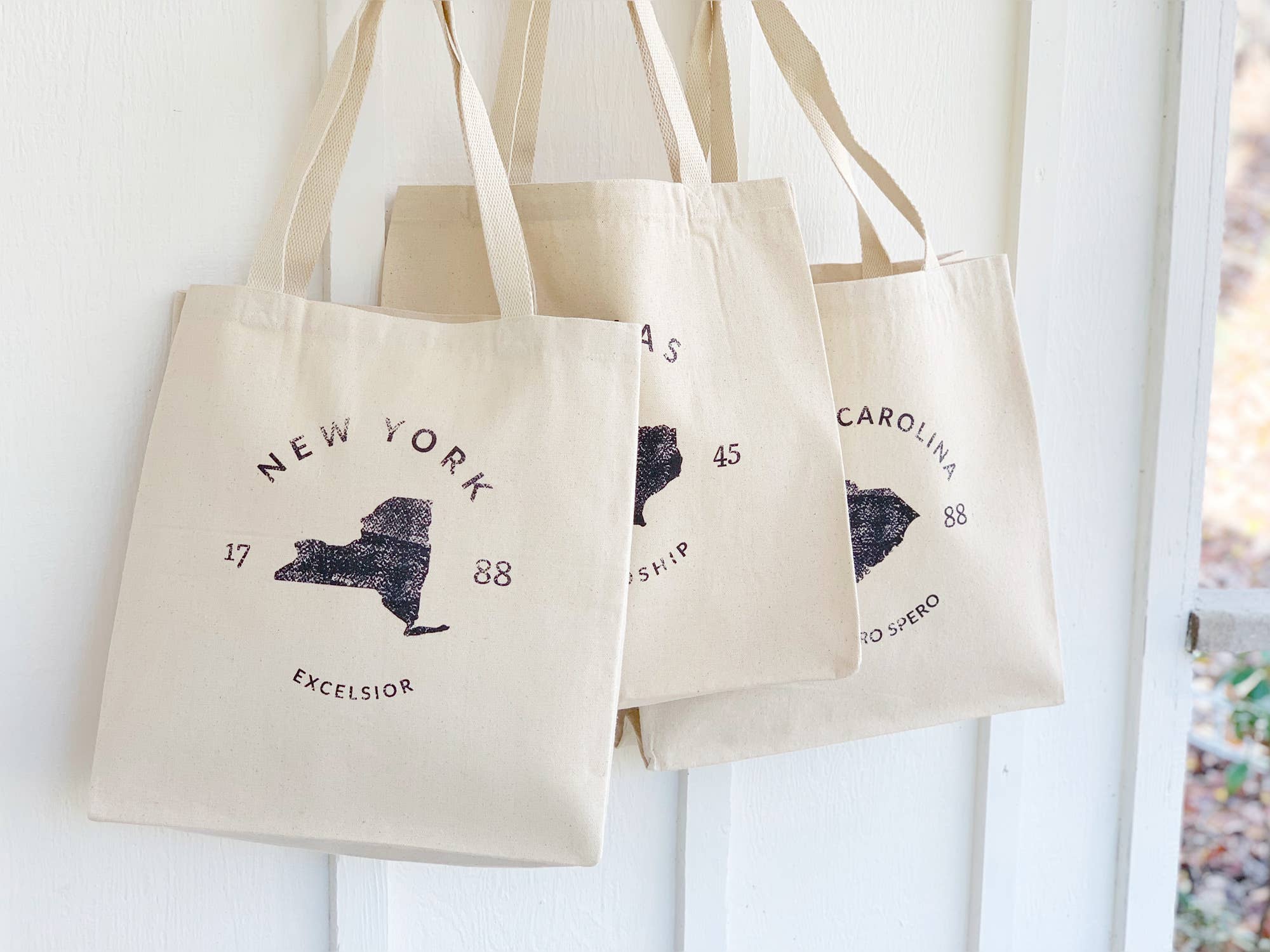 State Badge and Motto - Custom Canvas Tote Bag