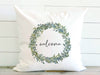 Welcome Boxwood Wreath - Square Canvas Pillow