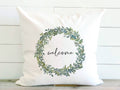 Welcome Boxwood Wreath - Square Canvas Pillow