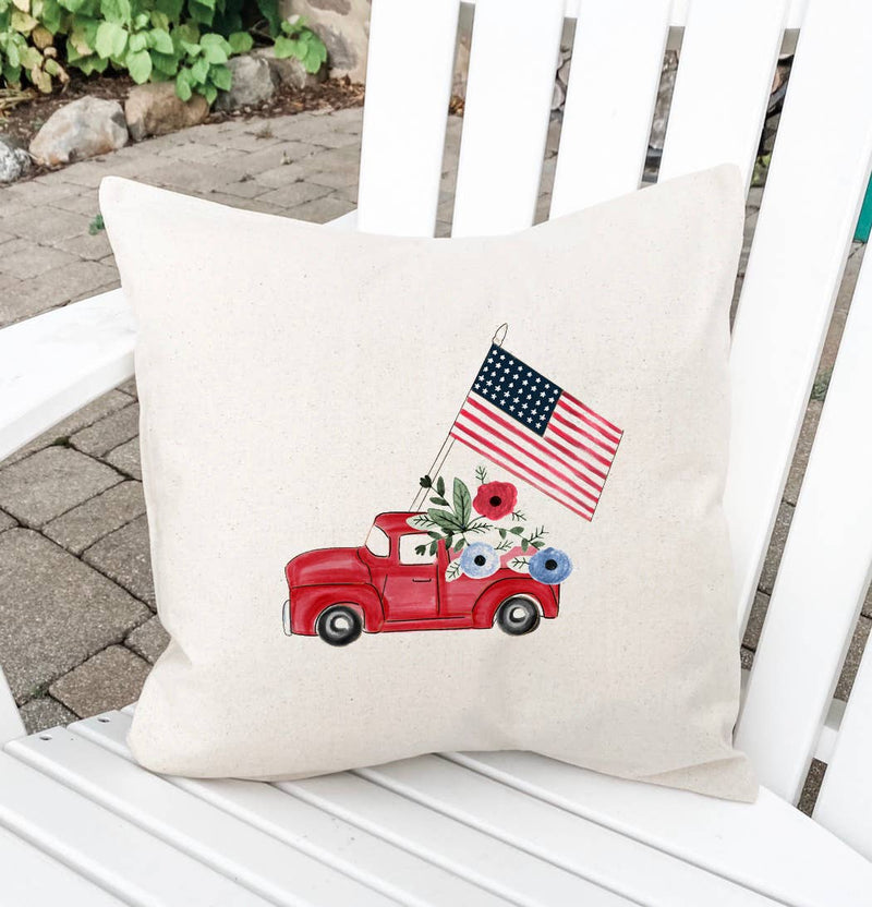 Patriotic Pick-Up - Square Canvas Pillow