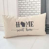 Home Sweet Home (with State) - Rectangular Canvas Pillow