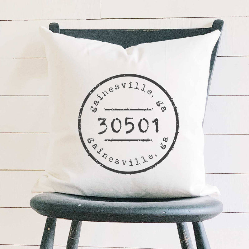 Postmark Stamp City/State/Zip - Square Canvas Pillow