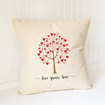 Love Grows Here Heart Tree - Square Canvas Pillow