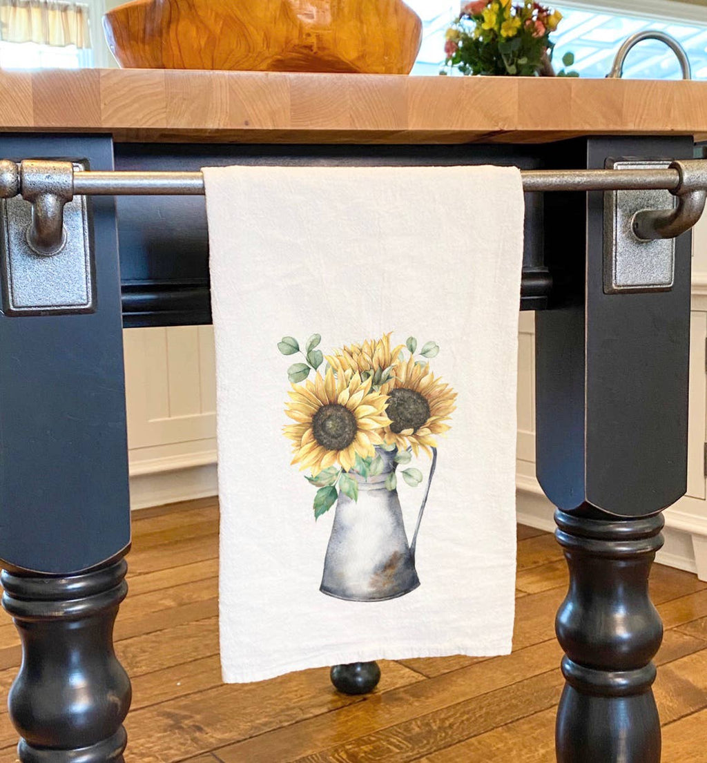 Sunflowers in a Jug - Customizable Cotton Tea Towel