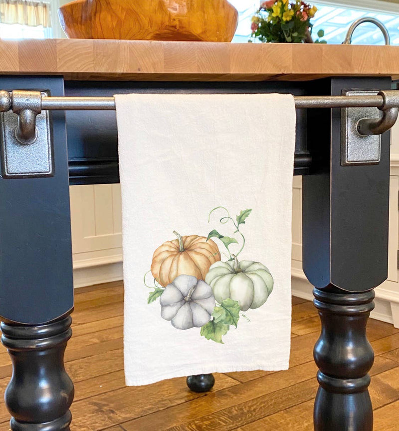 Pumpkins and Leaves - Cotton Tea Towel