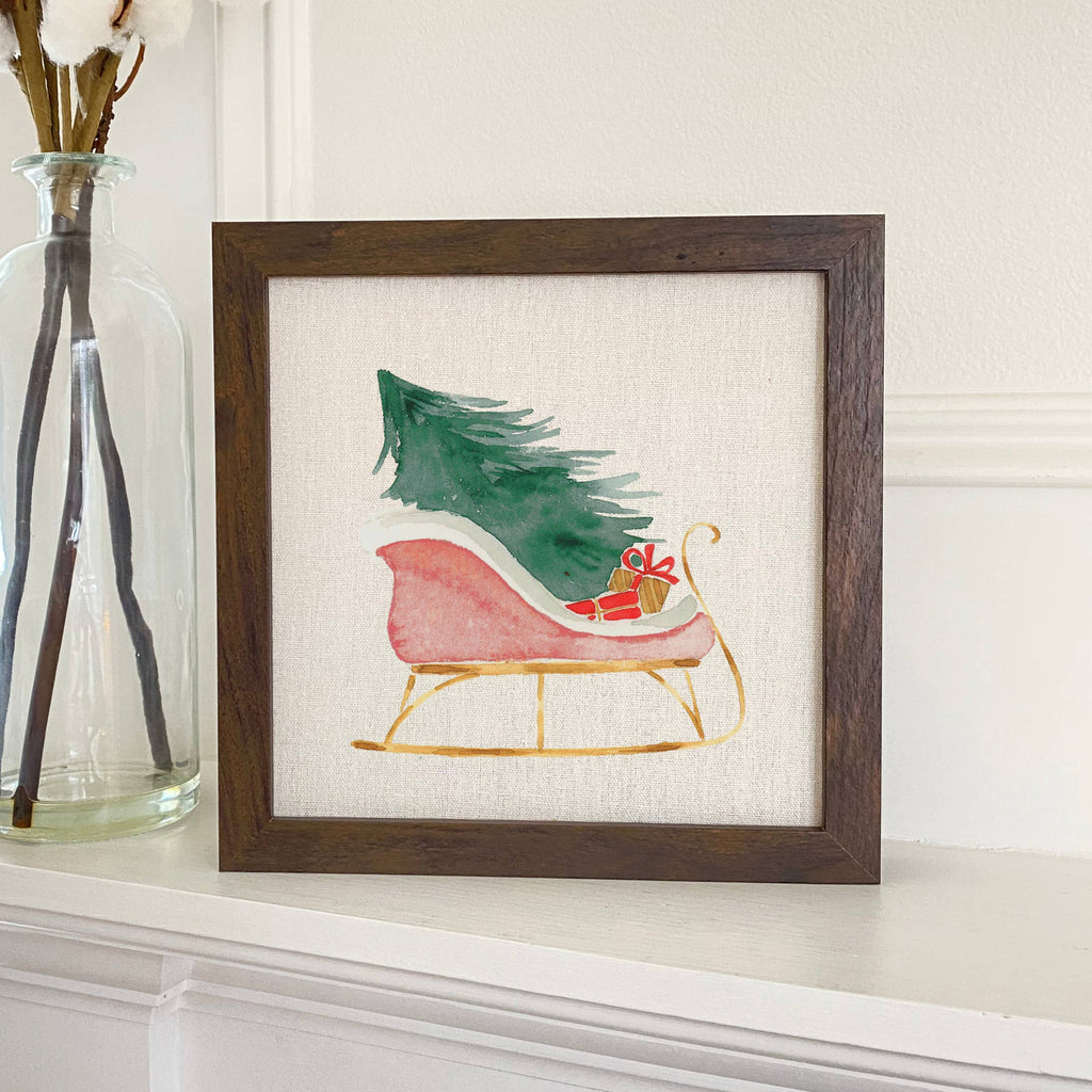 Christmas Sleigh - Customizable Framed Sign