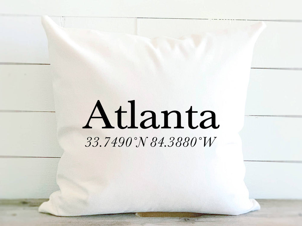 City and Coordinates - Custom Square Canvas Pillow