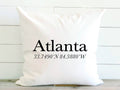 City and Coordinates - Custom Square Canvas Pillow