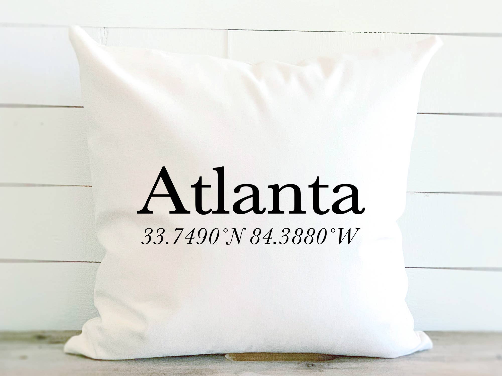 City and Coordinates - Custom Square Canvas Pillow