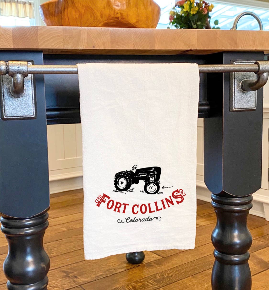 Vintage Icon (Tractor) City/State - Custom Cotton Tea Towel