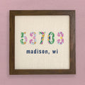 Vibrant Tiles w/ City, State, Zip - Custom Framed Sign
